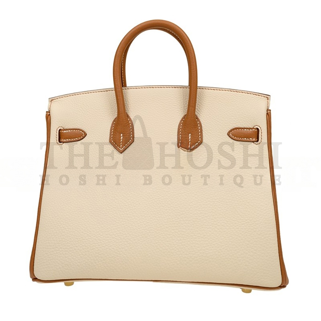 H**me5 BIRKIN 25 CLEMENCE LEATHER MILKSHAKE WHITE SPELLING HORSESHOE PRINTS BK251037TGCZ (25*20*13cm) Master Quality